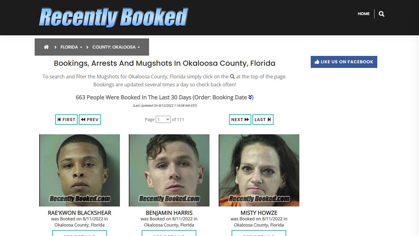 Bookings, Arrests and Mugshots in Okaloosa County, Florida